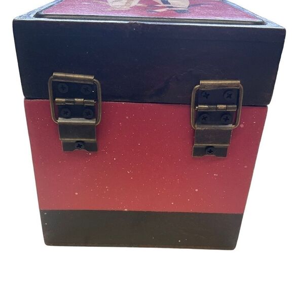 Christmas Coasters Red and Black Snowmen In Wood Box - Picture 9 of 9